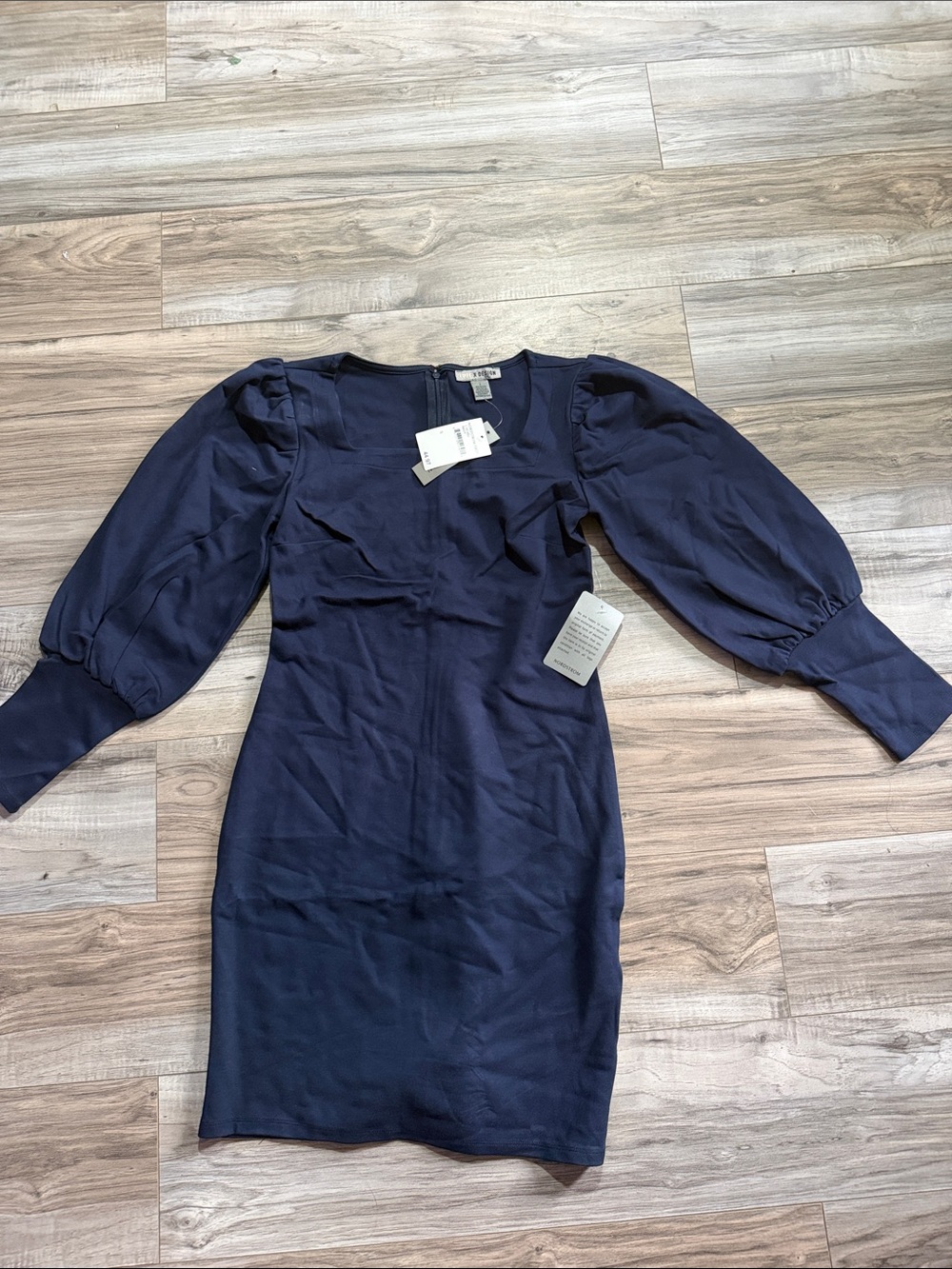 Nordstrom Navy Puff-Sleeve Sheath Dress